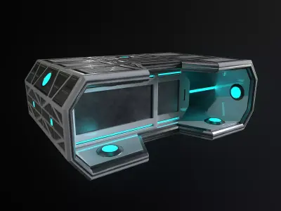 Sci-fi Closet Shelf type 3 Low-poly 3D model