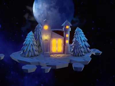 Cartoon Castle Low-poly 3D model