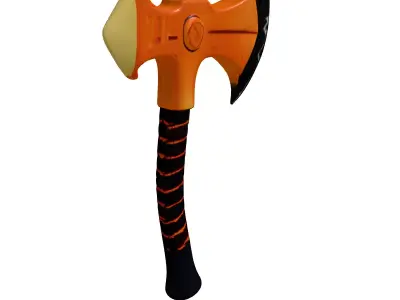 Orange Magma Pickaxe with Obsidian Handle 3D model