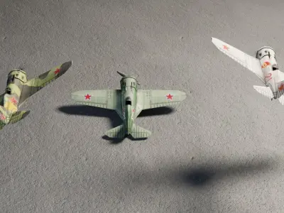 Polikarpov I-16 Donkey WW2 fighter Low-poly 3D model