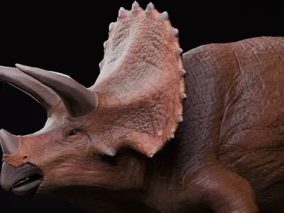 Low poly Realistic Dinosaur - Triceratops Low-poly 3D model