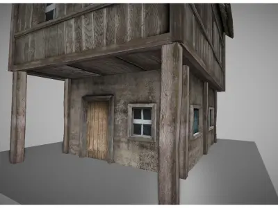 low poly medieval house model Low-poly 3D model