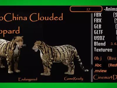 Indochina Clouded Leopard Free 3D model