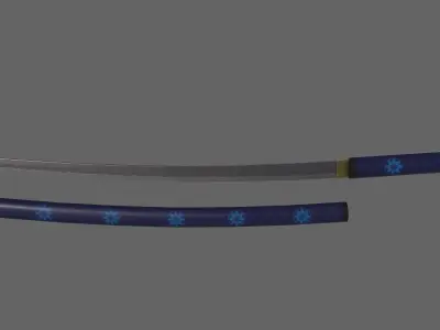 PBR Katana Japanese Sword Blue V3 Low-poly 3D model