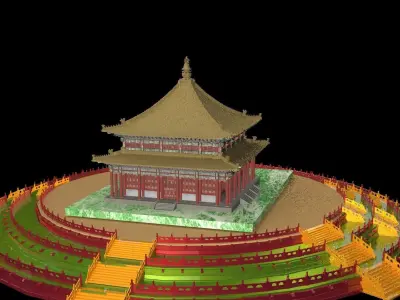 Chinese temple house 3D model