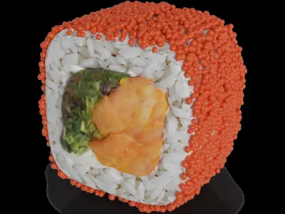 Sushi Smoked salmon wakame salad masago caviar cream 3D model