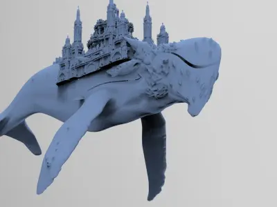 Dinosaur Whale Ancient city 3D model