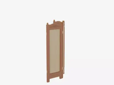 3D Wooden Bank Privacy Screen Fabric Panels and Brass Hardware 3D model