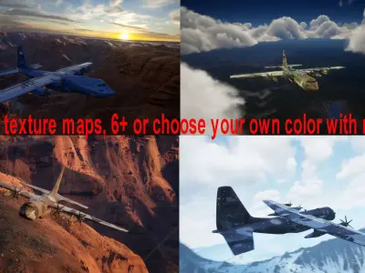 C-130 Rigged Animated Game Ready Low-poly 3D model