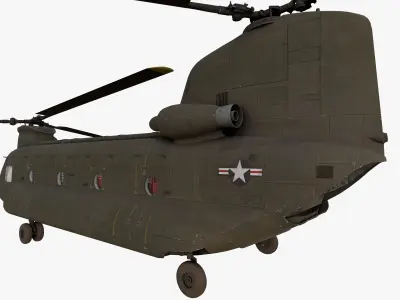 CH-47A Chinook US Army Transport Helicopter PBR Low-poly 3D model