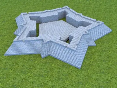 Little star fortress Vauban style Low-poly 3D model