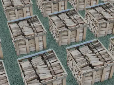 wood heaps array - scanned 3D model