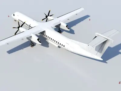 DHC-8D Q400 Low Poly Static Low-poly 3D model