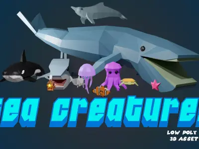 Low Poly 3D Assets - Sea Creatures Low-poly 3D model