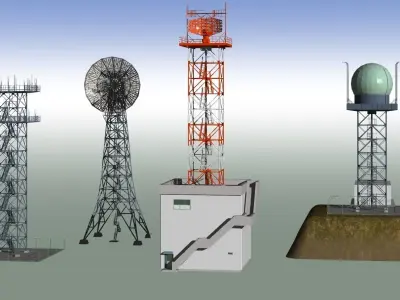 Aircraft hanger and 4rader 3D model