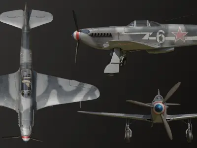Russian Soviet fighter aircraft Yakovlev Yak 3 3D model