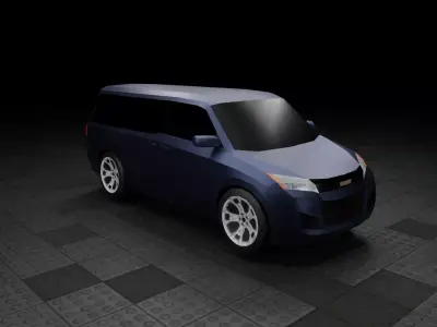 Low Poly Modern Generic Passenger Van Low-poly 3D model
