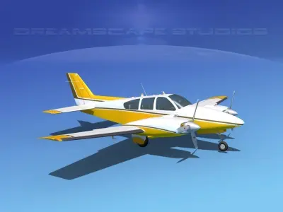 Beechcraft B55 Baron V04 3D model