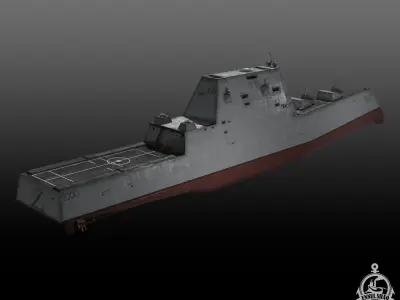 Zumwalt class Destroyer Low-poly 3D model