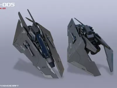 Scifi Hovercraft Low-poly 3D model