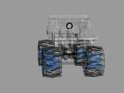 Monster Truck blue and white Free 3D model