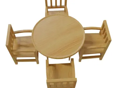 table four chairs and Free low-poly 3D model