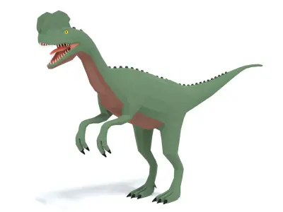 Low Poly Cartoon Dilophosaurus Dinosaur Low-poly 3D model