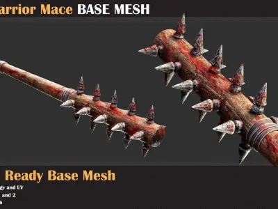 50 Warrior Mace Base Mesh - VOL 02 - Game Ready Low-poly 3D model