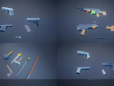 Poly Weapons Pack 01 Low-poly 3D model