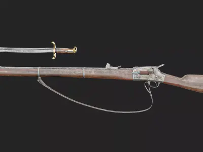 Krag Petersson M1876 with Bayonet Low-poly 3D model