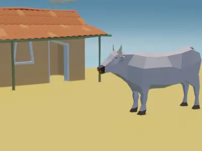 Low poly cow Indian cow Low-poly 3D model