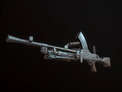 Bren Mk II  WW2 Machine Gun low-poly PBR Low-poly 3D model