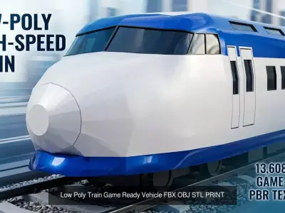 2 Low Poly Trains Game ready Vehicle FBX OBJ STL 3D Model Pack