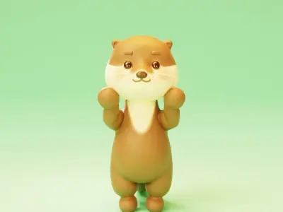 Cute Cartoon Animal - Sea Otter Character 3D model