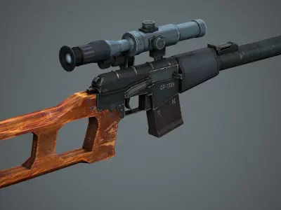 VSS Vintorez Sniper Rifle - Low Poly Game Ready Low-poly 3D model