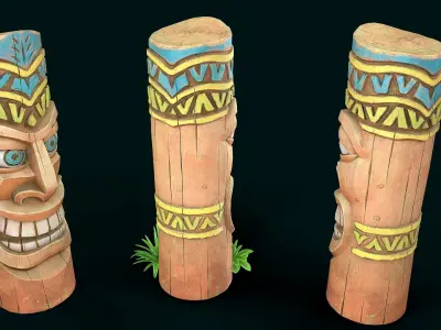 Stylized Wood Totem 2 Low-poly 3D model