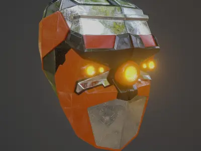 Denis elka46464646gmail com Scratched Robot Head 3D Free low-poly 3D model