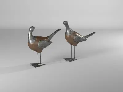 Doughty Polystone Metal Pheasant Figurine Set Low-poly 3D model