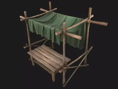 Market Stalls Military Tent Low-poly 3D model