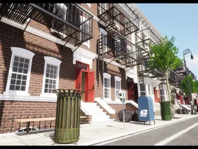 Modular New York Apartments with modular Interiors Low-poly 3D model