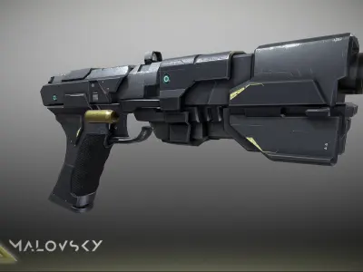 Sci-Fi Gun Game Ready Low-poly 3D model