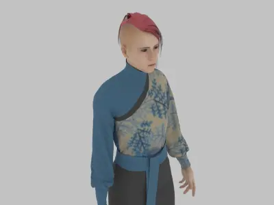 woman in asian clothes Low-poly 3D model