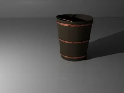 old wooden bucket Low-poly 3D model purchase