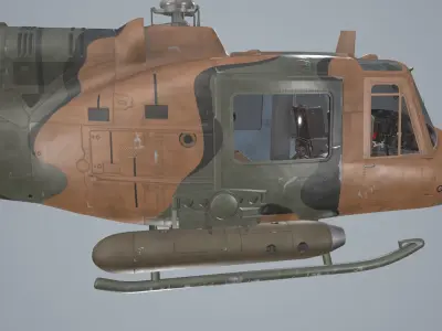 Bell UH-1B JGSDF 2 Complex Animation Low-poly 3D model