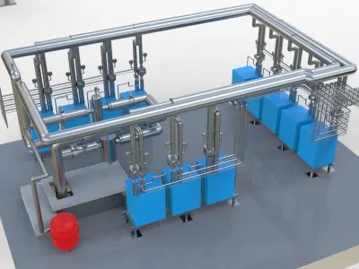 Industrial boiler room 3D model