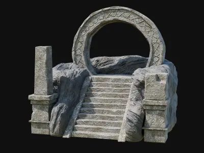 STONE PORTAL GATE STAIRS ROCK TELEPORT PLACE ORNAMENT COLLECTION Low-poly 3D model