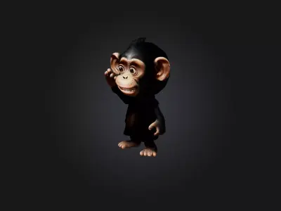 Cartoon Chimpanzee Low-poly 3D model