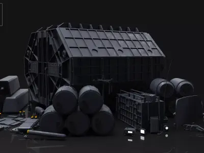 40 SUBD Military Vehicle Kitbash Elements 3D model