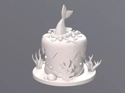 Marine-Themed Cake Storage Box 3D print model