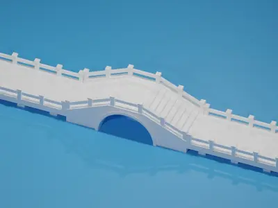 Cartoon Chinese Stone Bridge Low-poly 3D model